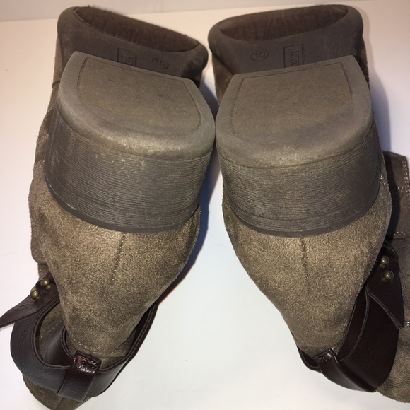 EUC brown booties with straps, buckles, and zips - Picture 6 of 8